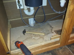 Replacing The Wood Floor Under The Kitchen Sink Representing Dads